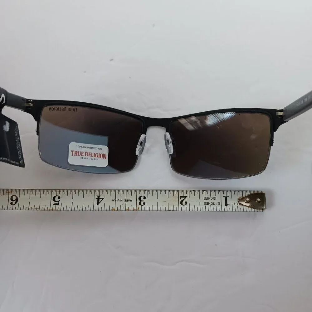 True Religion Men Sunglasses Mirrored Flat Top Men's Wrap Sport Black Color